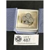 Image 1 : Solid Rhodium Plated Gem Set 3 Leaf Clover Ring.