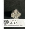 Image 2 : Solid Rhodium Plated Gem Set 3 Leaf Clover Ring.