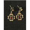 Image 1 : Delicate Antique Gold Plated & Ruby Earrings