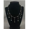 Image 1 : Vintage Silver Linked with Dark Red Beads Choker Necklace