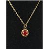 Image 2 : Vintage Gold with Red Stone Pendant with Chain Necklace Marked G.F.