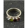 Image 2 : Sterling Silver with 4 Square Faceted Gem Stone Ring. Marked Silver A& F Size 6
