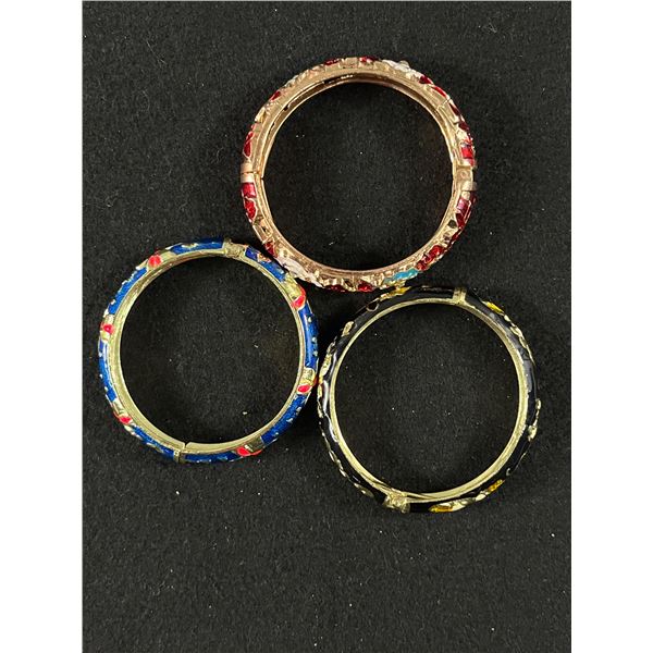 3 Hinged Cloisonne Bangles