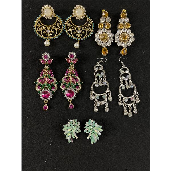 Many Pairs of Vintage Rhinestone Earrings