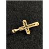 Image 3 : Vintage 10k Gold Cross ( Tested) with Green Center Stone 1.24gr