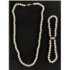 Image 1 : Very Classy, Vintage Hand Knotted Faux Pearl Necklace 23" L with Interesting Double Strand Bracelet