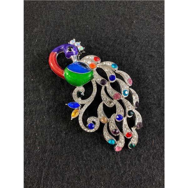 Gorgeous Multi Colour Peacock Brooch. Heavy