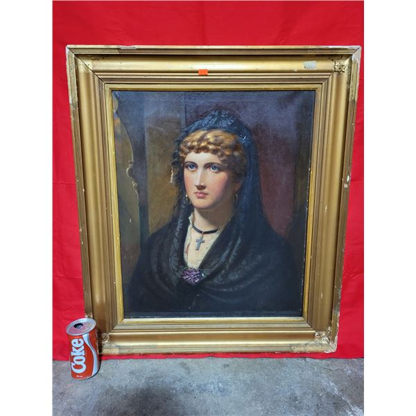 Victorian Framed Winsor & Newton London Original Portrait Oil Painting