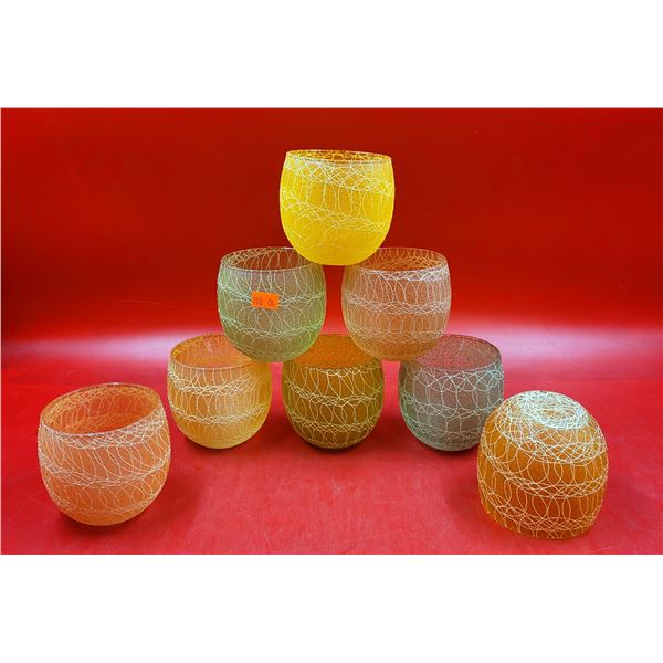 MCM Spaghetti Glassware Set Of 8 Roly Poly Glasses