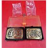 Image 1 : 2 NOS Solid Brass Indianapolis Motor Speedway & US Auto Club Belt Buckles Made in USA