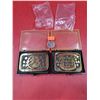 Image 1 : 2 NOS Solid Brass Indianapolis Motor Speedway & US Auto Club Belt Buckles Made in USA