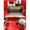 Image 2 : VTG Kitchen Supplies (Sunbeam Knife Sharpener, General Electric Toaster Oven, Metal Breadbox, etc.)