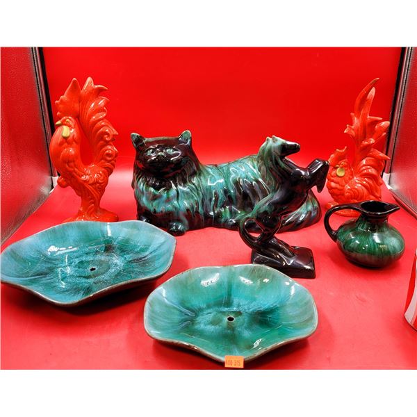 Assorted Blue Mountain Pottery Pieces & Signed Rooster Pottery by Bernice