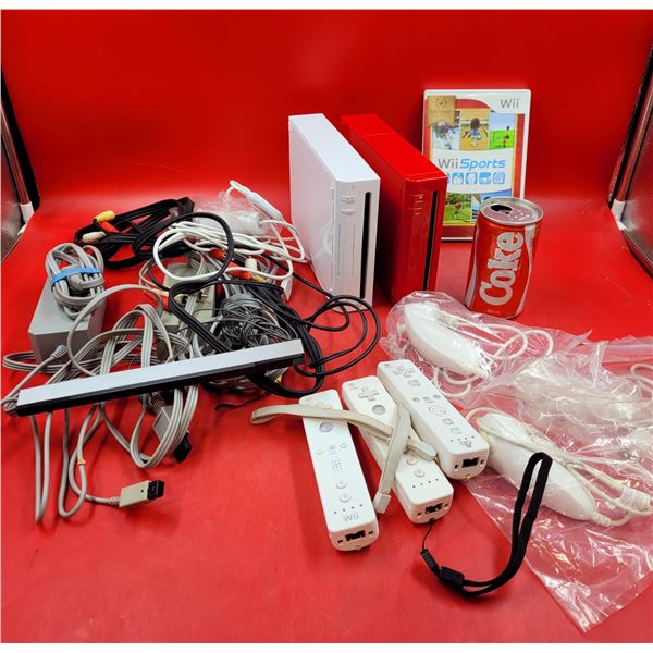 Nintendo Wii Lot (2 Consoles, 3 Remotes, Nunchuks, Wii Sports, etc.)