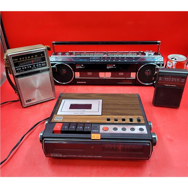 VTG Electronics Lot (General Electric Portable Radio, Sanyo AM/FM Stereo Cassette Recorder, etc.)