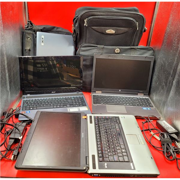 Laptop & Case Lot (Acer, Toshiba, & HP)