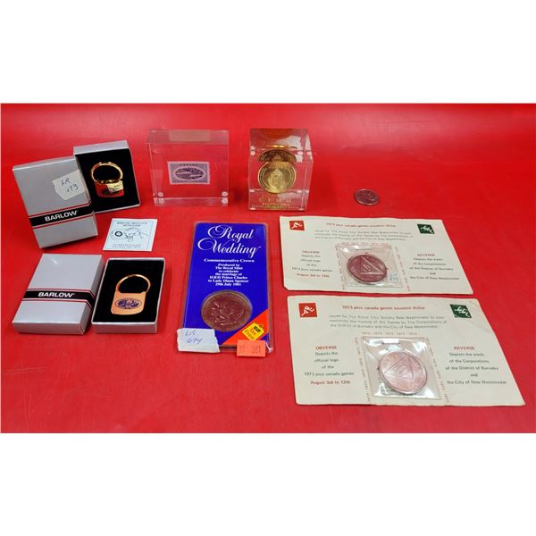 1973 Canada Games Souvenir Dollars, Royal Wedding Commemorative Coin, Canadian Press Stamp, & More