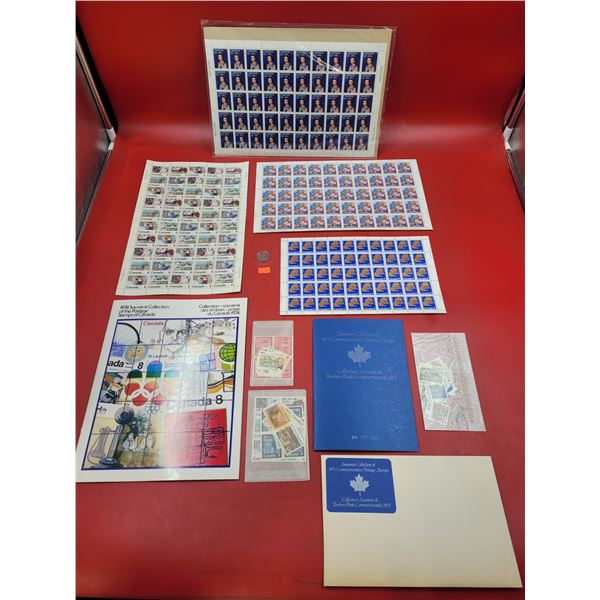 Assorted Canadian Stamp Sheets (Queen Elizabeth, 1974 Souvenir Collection, Flowers, etc.)