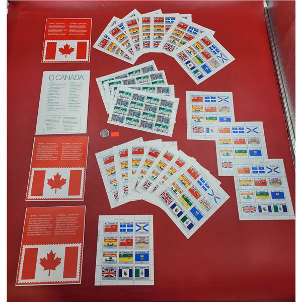 Assorted Canadian Stamp Sheets (Provincial Flags, Commemoration of O' Canada, etc.)