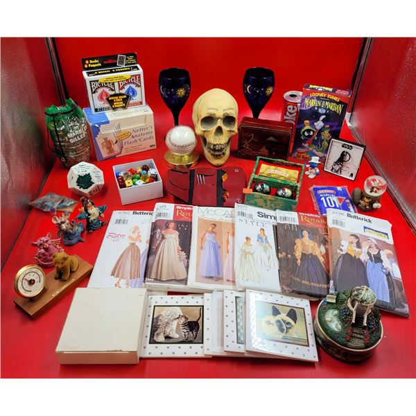Misc. VTG Lot w/ Skull, Games, Dice & Flash Cards