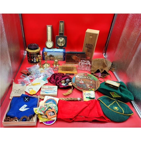 Misc. VTG Lot w/ Hawaii Plate, Thermometers & Patches