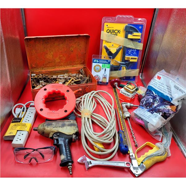 Red Tool Box Full Of Sockets, Power Strips & Tool Lot