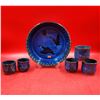 Image 1 : Blue Pottery Dish & Cups By Jo Kilback Made In Smithers BC