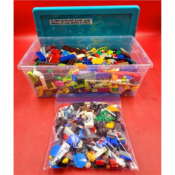 6L Container of Assorted Lego Blocks & Pieces