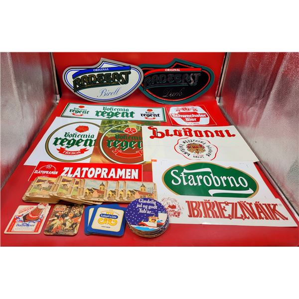 Czechoslovakia Beer/Brewery Stickers & VTG Beer Coasters
