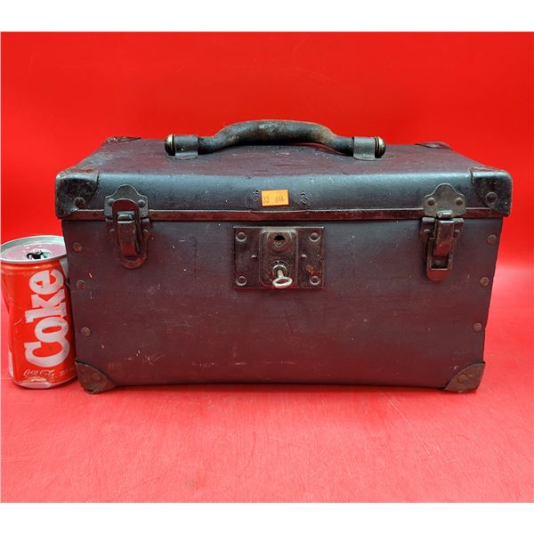 Antique Tool Box w/ Black Composite, Reinforced Corners, & Key