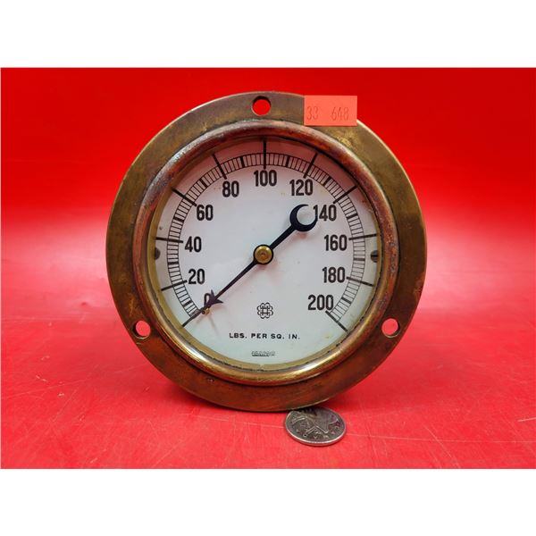 Antique 5" High Pressure Steam Gauge