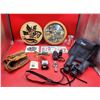 Image 1 : Bushnell Binoculars, Slingshot, Native Art, Moose Clock, License Plate, Catching Mitt, & More