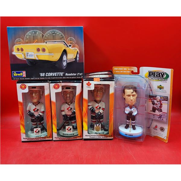Revell '68 Corvette 1:24 Scale Model & Hockey Player Bobble Heads
