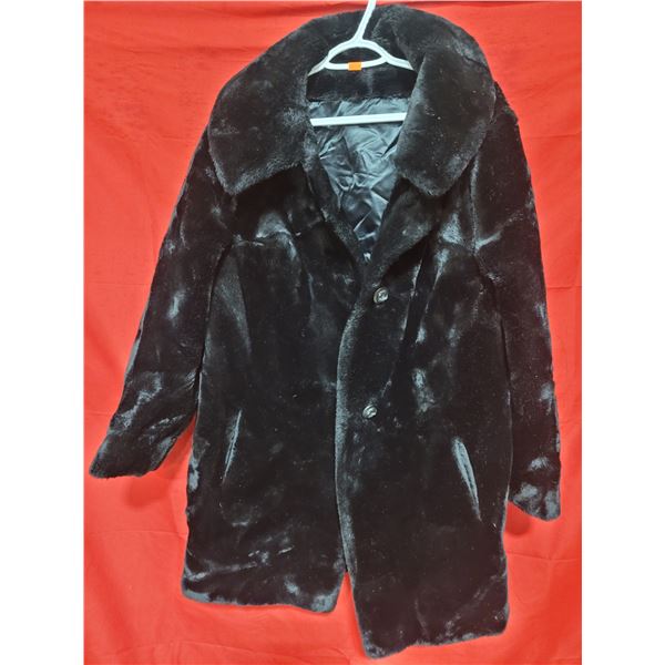 Long Black Fur Trench Coat
