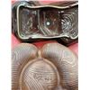 Image 2 : VTG Cal Original 1708 2 Section Server w/ Handle & 4 Section Glazed Pottery Server Made in USA