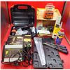 Image 1 : Assorted Tool Lot w/ Schumacher Speed Charge, Black & Decker Drill, Nails, & More