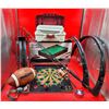 Image 1 : Magnet Dart Board, Wilson Football, Table Top Pool, Fishing Pole, Tackle Box & Sporting Goods Lot