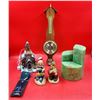 Image 1 : Misc. VTG Lot Including VTG Wood & Brass Thermometer/Barometer