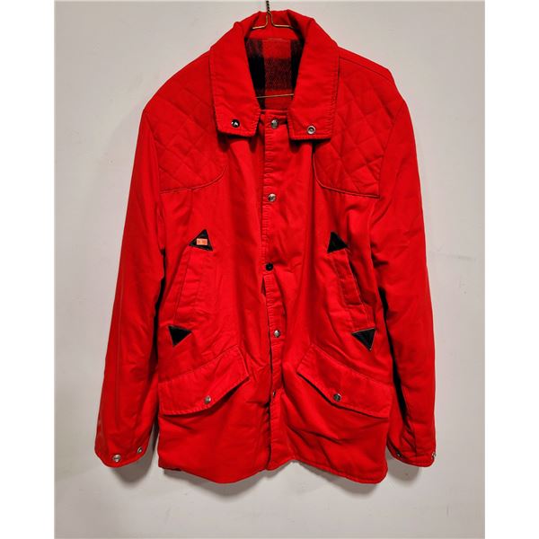 Red Wool-Lined Button-Up Jacket