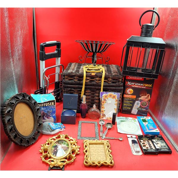 Home, Health, & Beauty Lot w/ Picture Frames, Sunbeam Xpress Heat Pad, Artificial Nails, & More