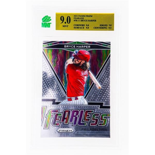 ME -  2021 PANINI PRIZM FEARLESS #FR-11 BRYCE HARPER - MNT 9