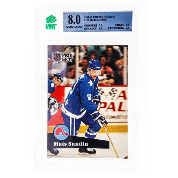 MR - Mats Sundin #197 French 1991-1992 Pro Set - MNT 8