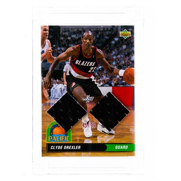 UD  Jersey Fusion Basketball Edition -Game Worn From A Jersey in 1992-93 Season =CLYDE DREXLER" Blaz