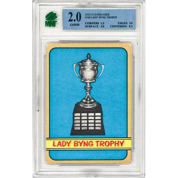 E -  1972-73 O-Pee-Chee OPC Set Break # 168 Lady Byng Trophy Graded 2 MNT