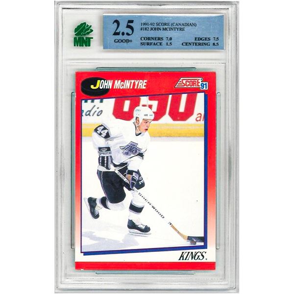 E - John McIntyre #182 1991 Score Canadian Graded 2.5 MNT