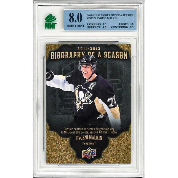 SE - 2010-11 Upper Deck Biography of a Season # BOS19 Evgeni Malkin Graded 8 MNT