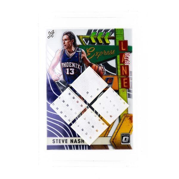 Jersey Fusion - Material From a Game Worn Jersey in 2010-2011 by Steve Nash.Limited Edition Card 35/