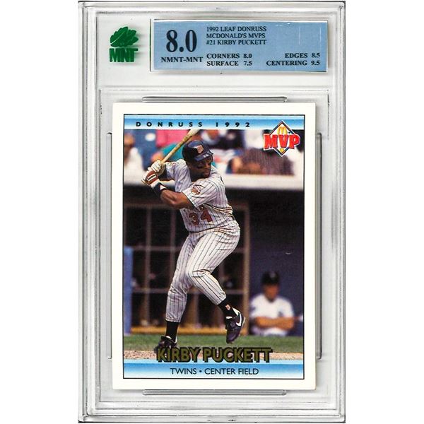 ME - Kirby Puckett 21 of 26 1992 Donruss McDonalds Canada MVP Baseball Card Graded 8