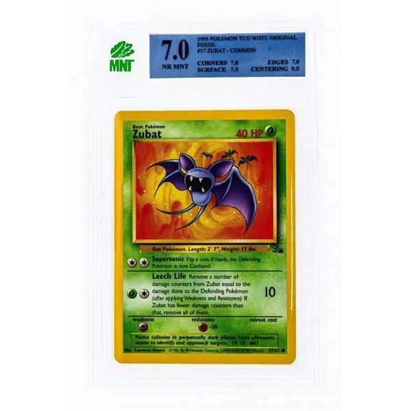 A - 1999 Pokemon Game Fossil Zubat #57 Near Mint WOTC MNT 7
