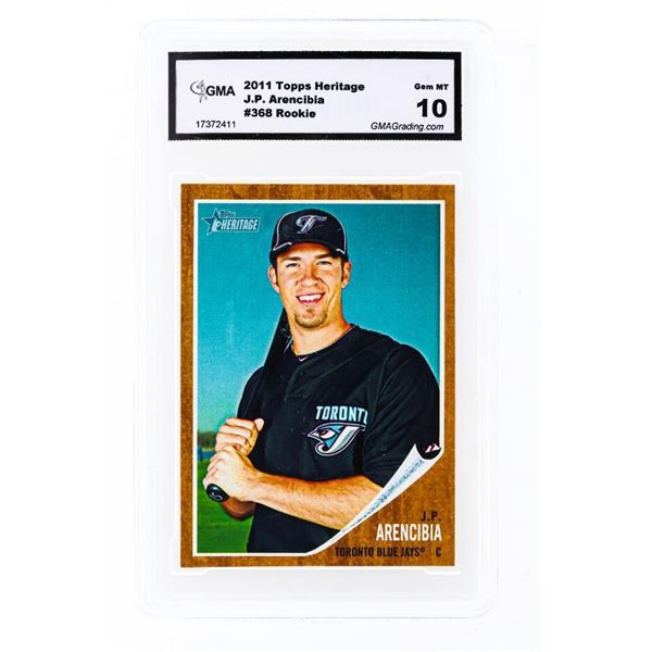 2011 TOPPS CHROME #182 J.P.ARENCIBIA ROOKIE CARD RC GMA 10 GEM MT (SG)